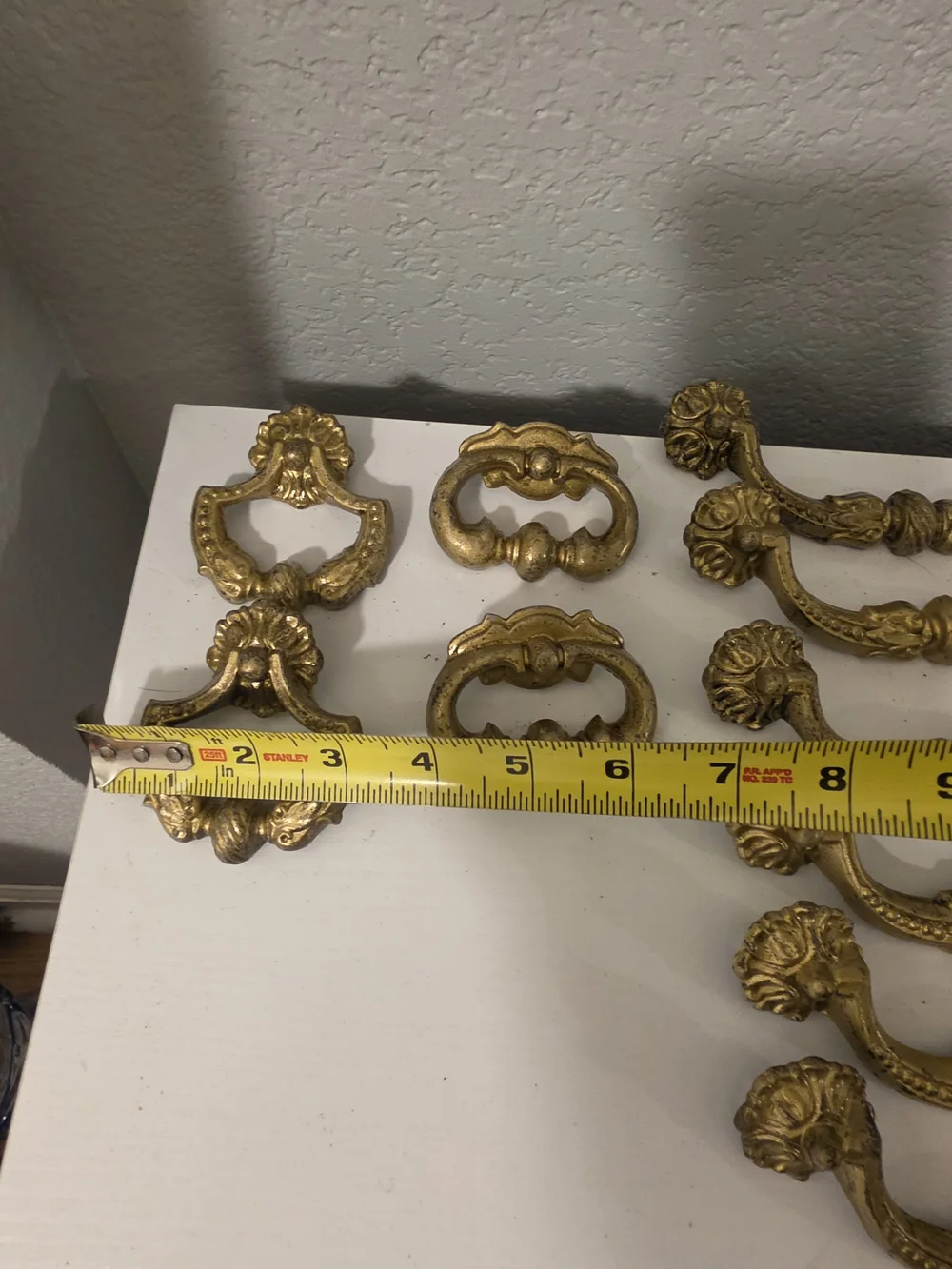 Ornate Gold/Brass Drawer Pulls and Drop Handles - Set